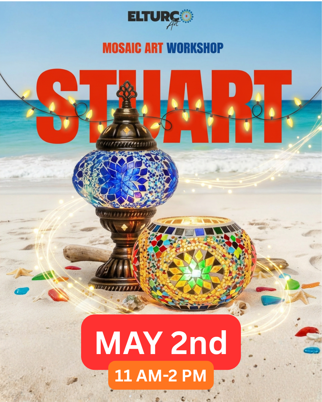 Stuart Mosaic Lamp Workshop- MAY 2nd SATURDAY
