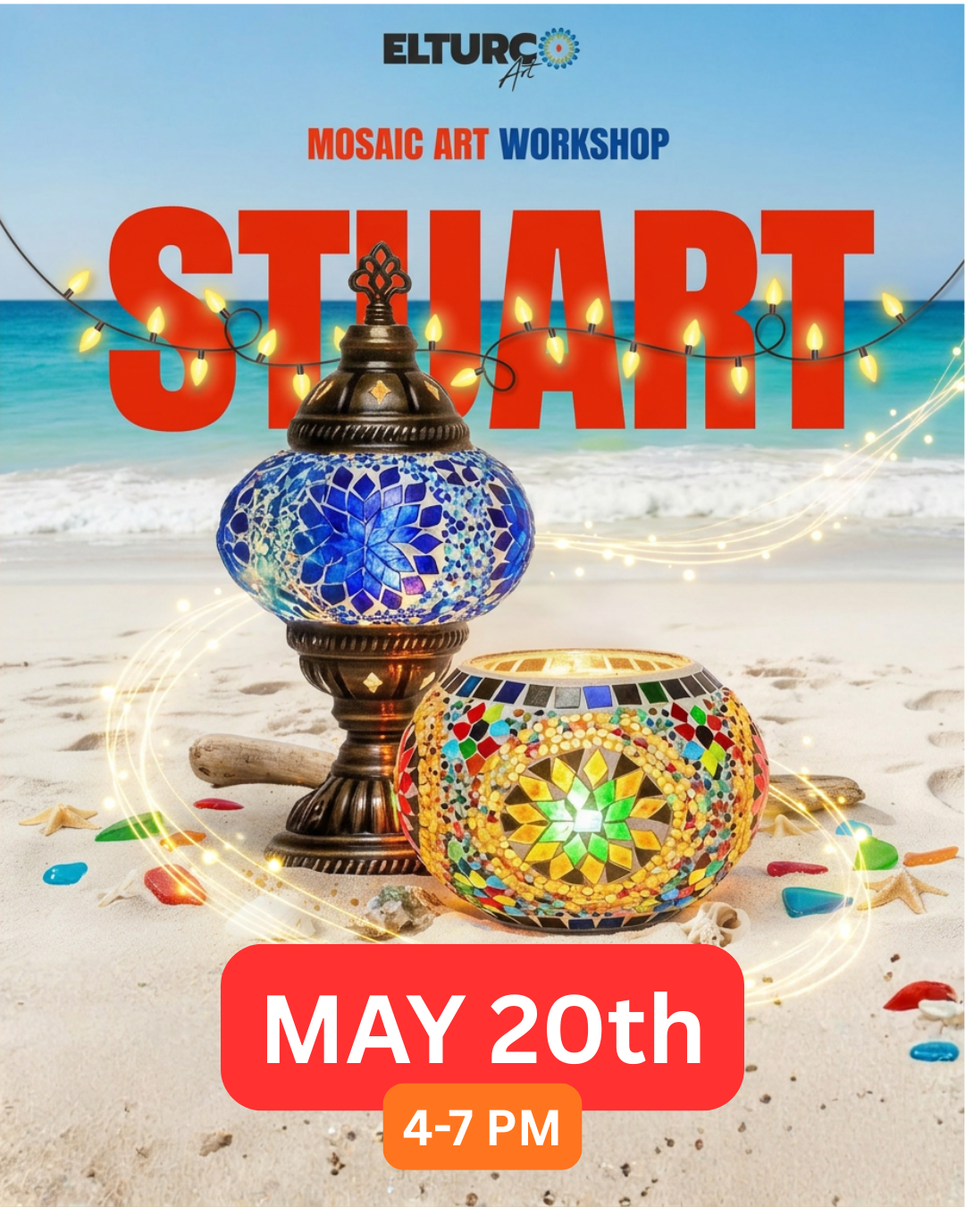 Stuart Mosaic Lamp Workshop- MAY 20th WEDNESDAY